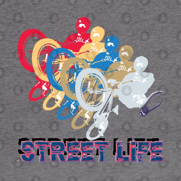 Street Life BMX Rider Retro Glitch 5 Colour Bike Style by Surfer Dave Designs